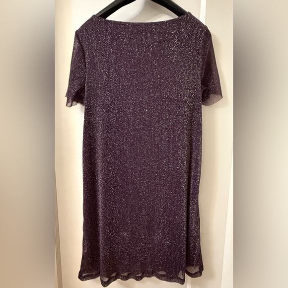 ROCK & SHINE BY REITMAN’S GLITTERY DEEP PURPLE LINED GLITTERY DRESS - Picture 4 of 14